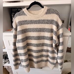 Striped Cream and Gray Sweater